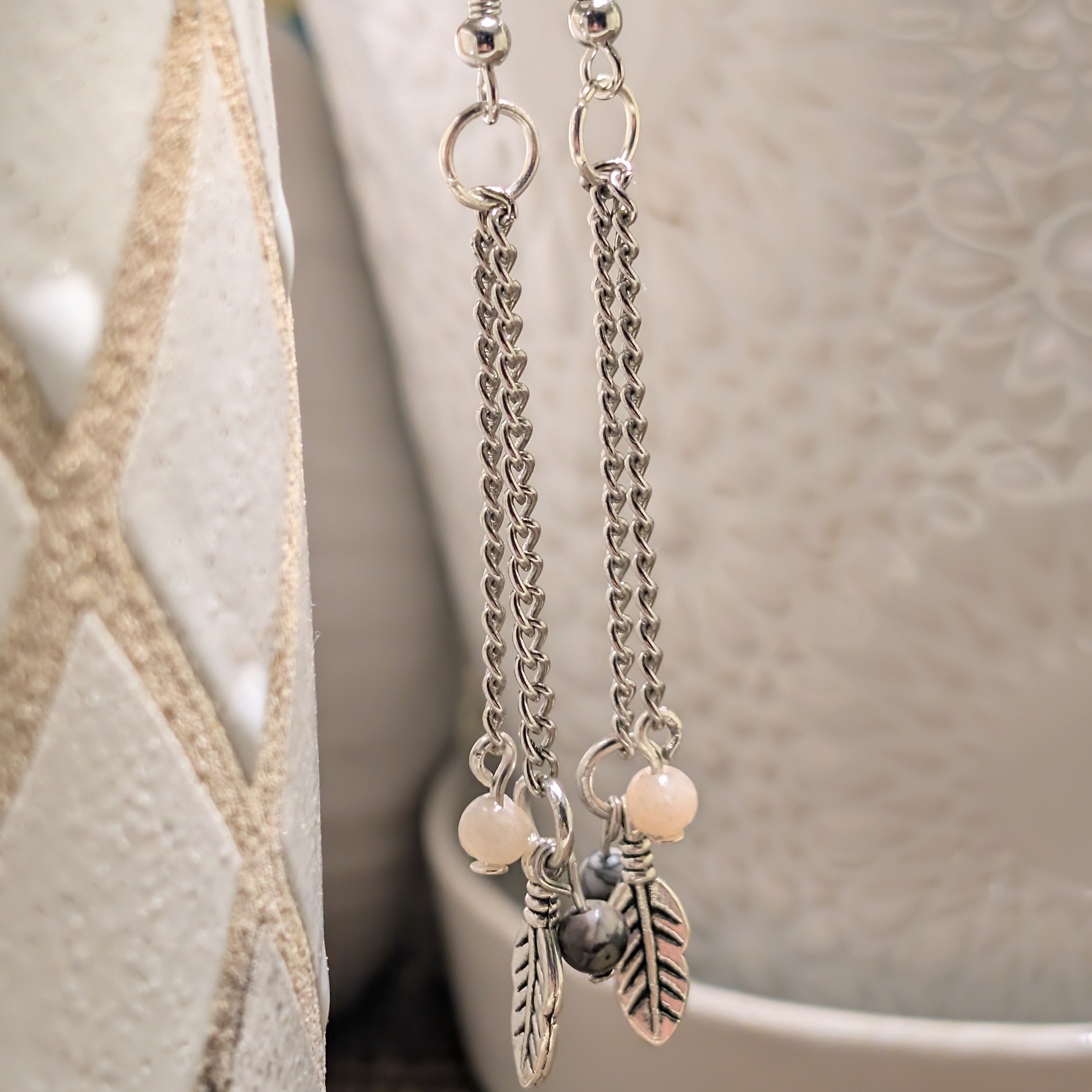 Elegant Silver Chain Leaf Earrings 10$